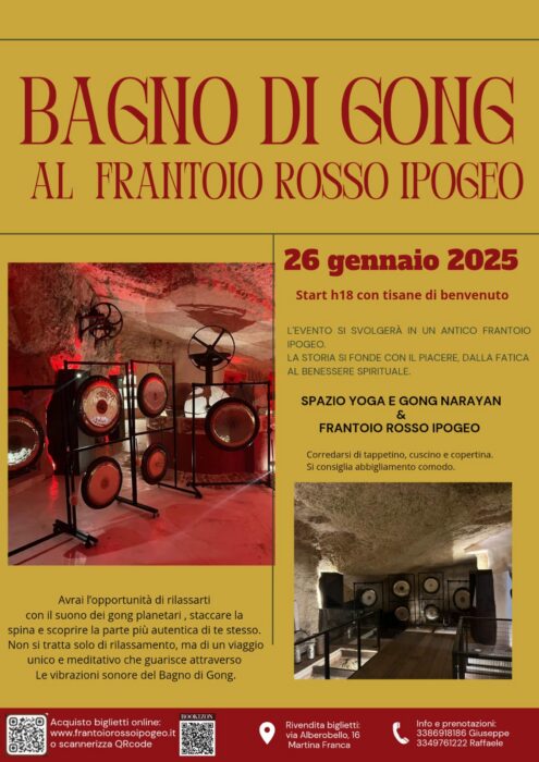 Evento: Bagno di Gong nel Frantoio Rosso Ipogeo