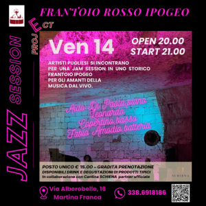 Jazz Session al Frantoio Rosso Ipogeo il 14 Marzo 2025