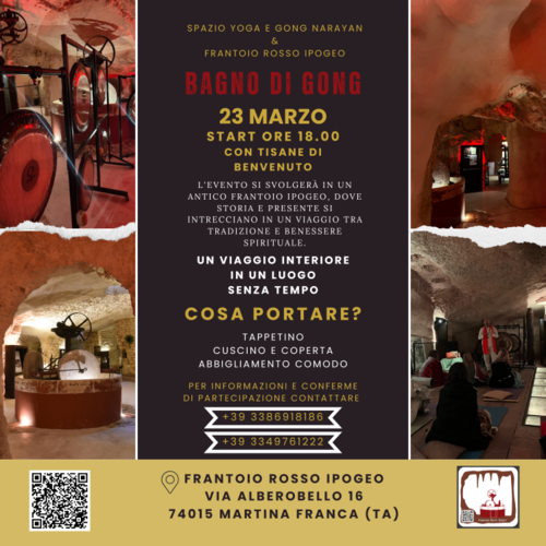 Bagno di Gong nel Frantoio Rosso Ipogeo