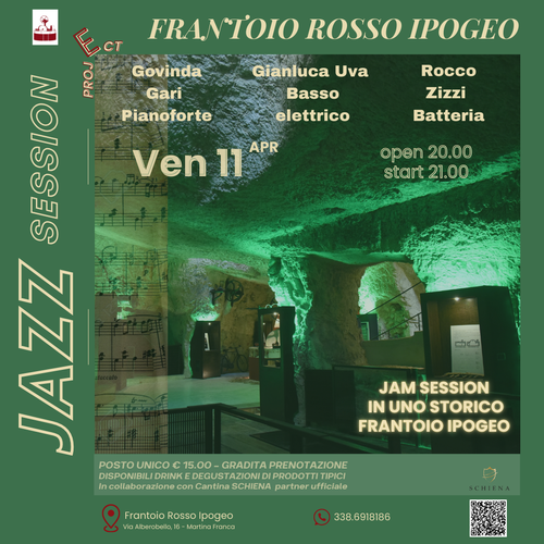 Jazz Session nel Frantoio Rosso Ipogeo- Ven 11 aprile- Valle D'Itria
